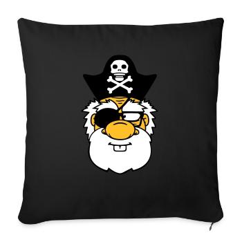 tête visage pirate capitaine marin marin marin sae - Housse de coussin décorative 45 x 45 cm - noir - Devant