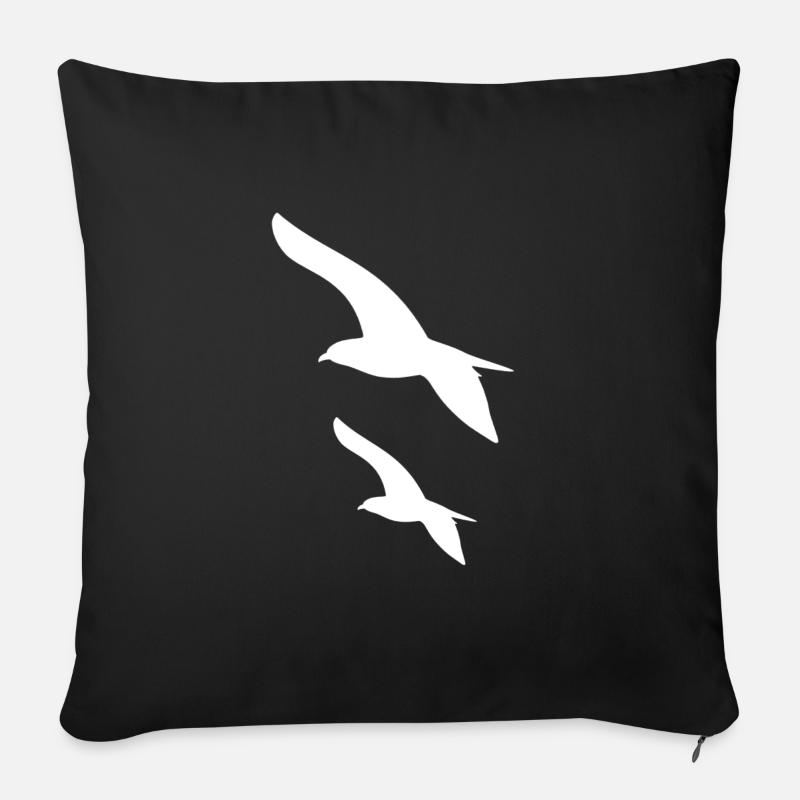 Vögel weiß - Sofakissenbezug 45 x 45 cm - Schwarz