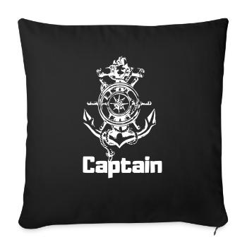 ancre boussole capitaine de volant - Housse de coussin décorative 45 x 45 cm - noir - Devant