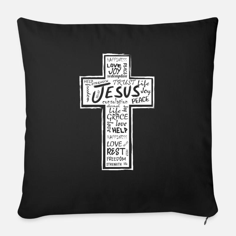 La croix de Jésus - Housse de coussin décorative 45 x 45 cm - noir