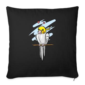 Cockatiel - Sofa pillowcase 17,3'' x 17,3'' (45 x 45 cm) - black - Front