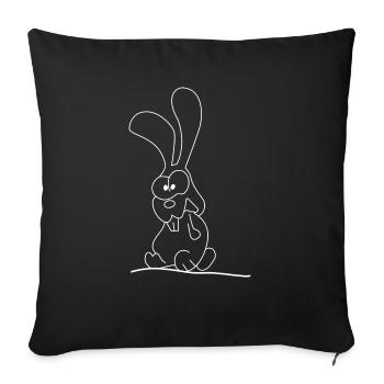 Verrückter, sitzender Hase in weiß - Sofakissenbezug 45 x 45 cm - Schwarz - Vorne
