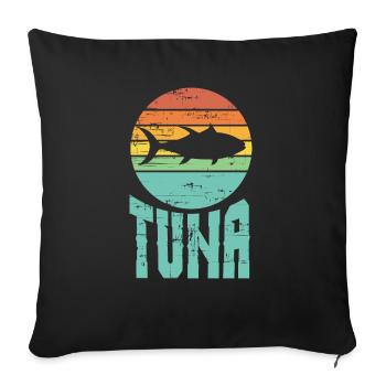 Vintage Tuna Artwork PêcheUr - Housse de coussin décorative 45 x 45 cm - noir - Devant