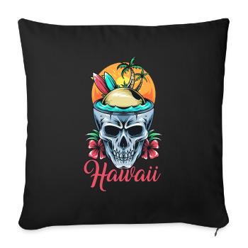Hawaii Skull Surfing Flowers - Sofakissenbezug 45 x 45 cm - Schwarz - Vorne