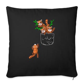 red panda pocket - Sofa pillowcase 17,3'' x 17,3'' (45 x 45 cm) - black - Front