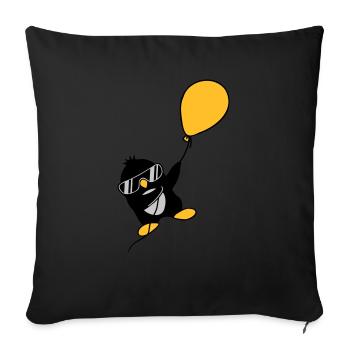 Le pingouin ballon s’envole - Housse de coussin décorative 45 x 45 cm - noir - Devant
