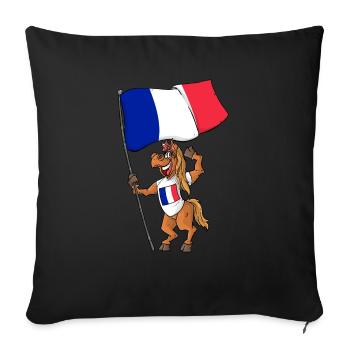 France Fan Horse - Housse de coussin décorative 45 x 45 cm - noir - Devant