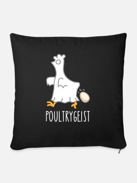 Poltergeist Huhn - Sofakissenbezug 45 x 45 cm - Schwarz