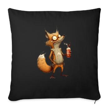 Crazy Fox avec de la bière - Housse de coussin décorative 45 x 45 cm - noir - Devant