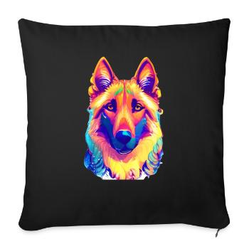 dogs dog dog dog owner german shepherd dog owner - Sofa pillowcase 17,3'' x 17,3'' (45 x 45 cm) - black - Front