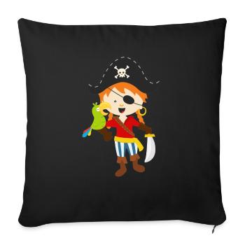 Pirat und Papagei - Sofakissenbezug 45 x 45 cm - Schwarz - Vorne