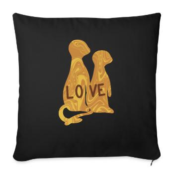 Suricates love - Housse de coussin décorative 45 x 45 cm - noir - Devant