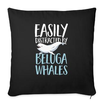 Baleine blanche Béluga - Housse de coussin décorative 45 x 45 cm - noir - Devant