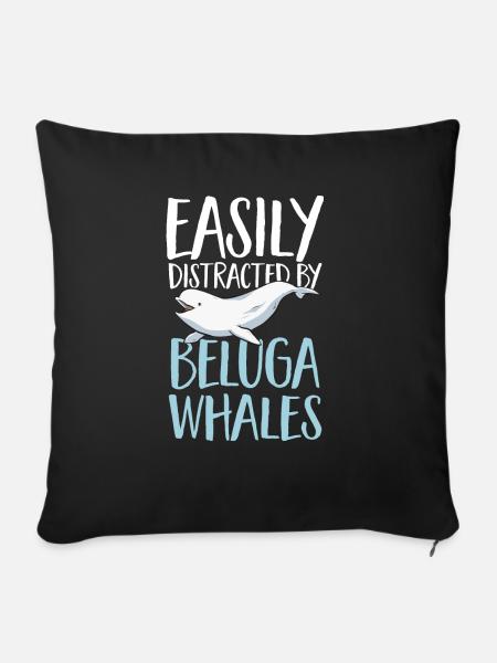 Weißwal Beluga Wal - Sofakissenbezug 45 x 45 cm - Schwarz