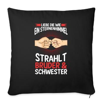 Geschwister Bruder und Schwester - Sofakissenbezug 45 x 45 cm - Schwarz - Vorne