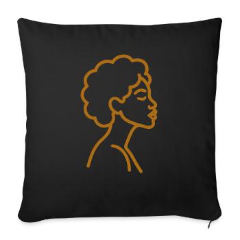 Afro Woman Line Art – Minimalist One-Line - Sofa pillowcase 17,3'' x 17,3'' (45 x 45 cm) - black - Front