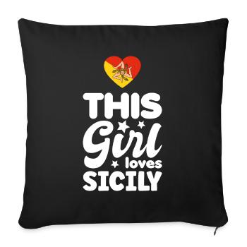 Sicile Flag Italie Palerme Trinacria Italia - Housse de coussin décorative 45 x 45 cm - noir - Devant