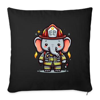 Pompier éléphant mignon - Housse de coussin décorative 45 x 45 cm - noir - Devant