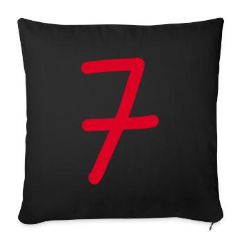 7 Nummer sieben Zahl rot Geburtstag - Sofakissenbezug 45 x 45 cm - Schwarz - Vorne