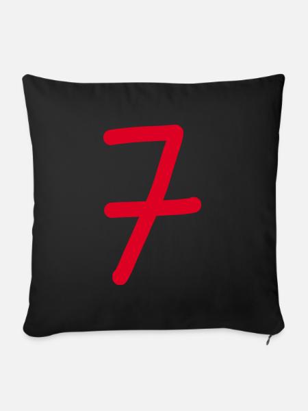 7 Nummer sieben Zahl rot Geburtstag - Sofakissenbezug 45 x 45 cm - Schwarz