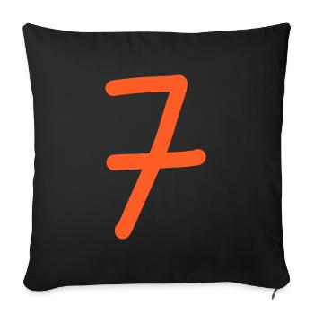 7 Nummer sieben Zahl orangen Geburtstag - Sofakissenbezug 45 x 45 cm - Schwarz - Vorne