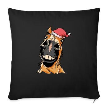 Schönes Palomino-Pferd mit Weihnachtsmannmütze für - Sofakissenbezug 45 x 45 cm - Schwarz - Vorne