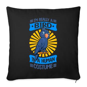 Parrot Parakeet - Sofa pillowcase 17,3'' x 17,3'' (45 x 45 cm) - black - Front