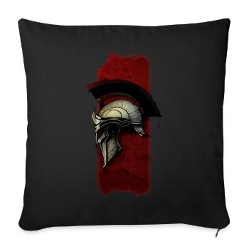 Vergoldeter Ruhm: Spartanischer goldener Kriegerhelm - Sofakissenbezug 45 x 45 cm - Schwarz - Vorne