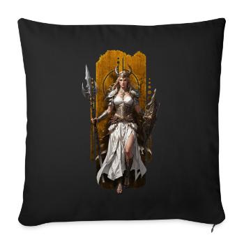 Frigg, reine d’Asgard : gardienne du royaume - Housse de coussin décorative 45 x 45 cm - noir - Devant