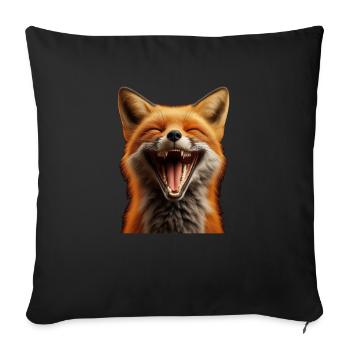 Lachender Fuchs 1 - Sofakissenbezug 45 x 45 cm - Schwarz - Vorne
