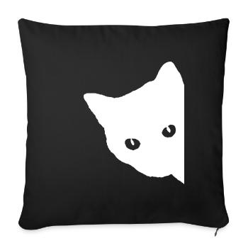 Katze Gesicht Weiß - Sofakissenbezug 45 x 45 cm - Schwarz - Vorne