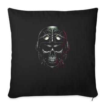 Pilotenschädel Pilot - Sofakissenbezug 45 x 45 cm - Schwarz - Vorne