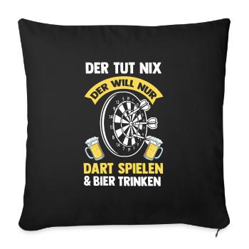 Dart Bier Dartsport Geschenk - Sofakissenbezug 45 x 45 cm - Schwarz - Vorne