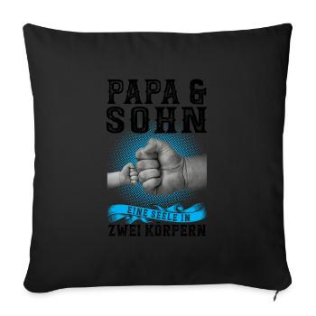 Papa & Sohn Familie Sohn Geschenk - Sofakissenbezug 45 x 45 cm - Schwarz - Vorne