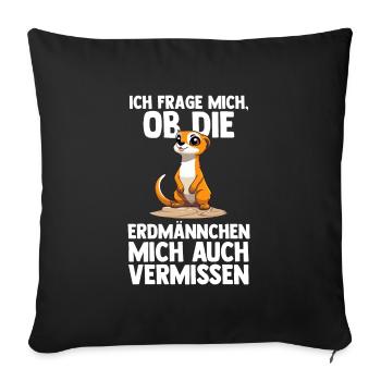 Erdmännchen Tier Surikate Geschenk - Sofakissenbezug 45 x 45 cm - Schwarz - Vorne