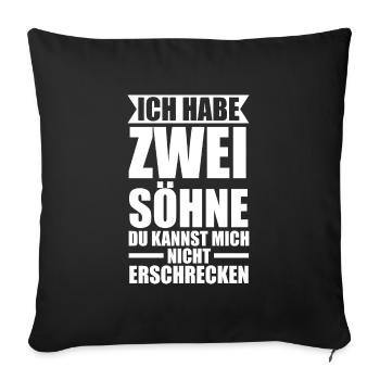 2 Söhne Familie Mama von 2 Söhnen Geschenk - Sofakissenbezug 45 x 45 cm - Schwarz - Vorne