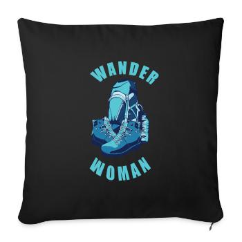 Wanderwoman Woman Hiking Backpack Bagpack Gift - Sofa pillowcase 17,3'' x 17,3'' (45 x 45 cm) - black - Front