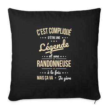 Compliqué d'être une légende et une randonneuse - Housse de coussin décorative 45 x 45 cm - noir - Devant