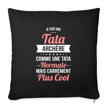Tata archère comme une tata normale plus cool - Housse de coussin décorative 45 x 45 cm - noir - Devant