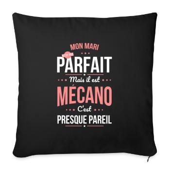 Mon mari n'est pas parfait mais il est mécano - Housse de coussin décorative 45 x 45 cm - noir - Devant