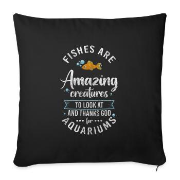 Aquarium Fish Lovers Pet - Sofa pillowcase 17,3'' x 17,3'' (45 x 45 cm) - black - Front