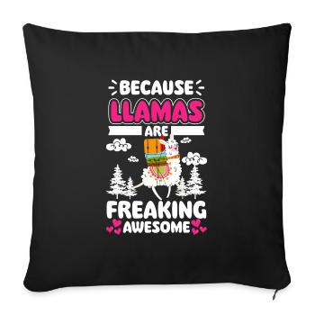 Lama Laine animale de ferme - Housse de coussin décorative 45 x 45 cm - noir - Devant