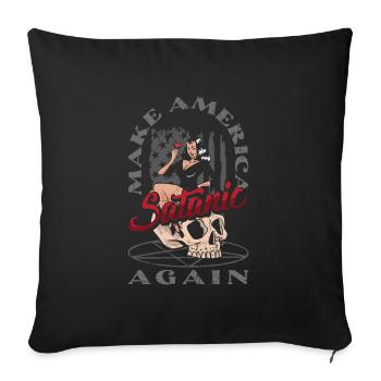 Satan Make America Satanic Again Occult - Sofa pillowcase 17,3'' x 17,3'' (45 x 45 cm) - black - Front
