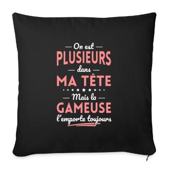 Plusieurs dans tête la Gameuse l'emporte toujours - Housse de coussin décorative 45 x 45 cm - noir - Devant