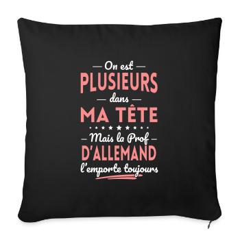 Plusieurs dans tête la Prof d'Allemand l'emporte - Housse de coussin décorative 45 x 45 cm - noir - Devant