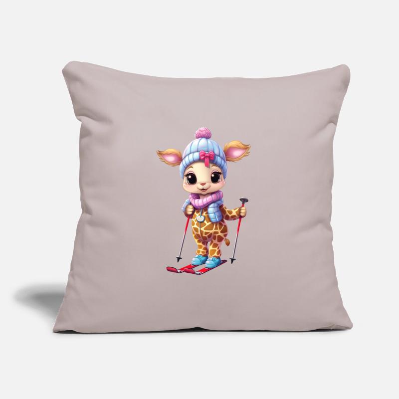 Skiing Giraffe - Funny Comic Design Sofa pillowcase 17,3'' x 17,3'' (45 x 45 cm)