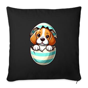 Colorful Beagle Dog Easter Egg Hatching Design - Sofa pillowcase 17,3'' x 17,3'' (45 x 45 cm) - black - Front