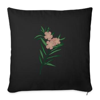 Pink Branch Oleander Flower - Sofa pillowcase 17,3'' x 17,3'' (45 x 45 cm) - black - Front