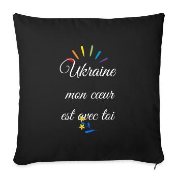 Ukraine mon coeur est avec toi - Housse de coussin décorative 45 x 45 cm - noir - Devant