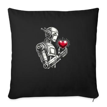 Robot with a heart - Sofa pillowcase 17,3'' x 17,3'' (45 x 45 cm) - black - Front